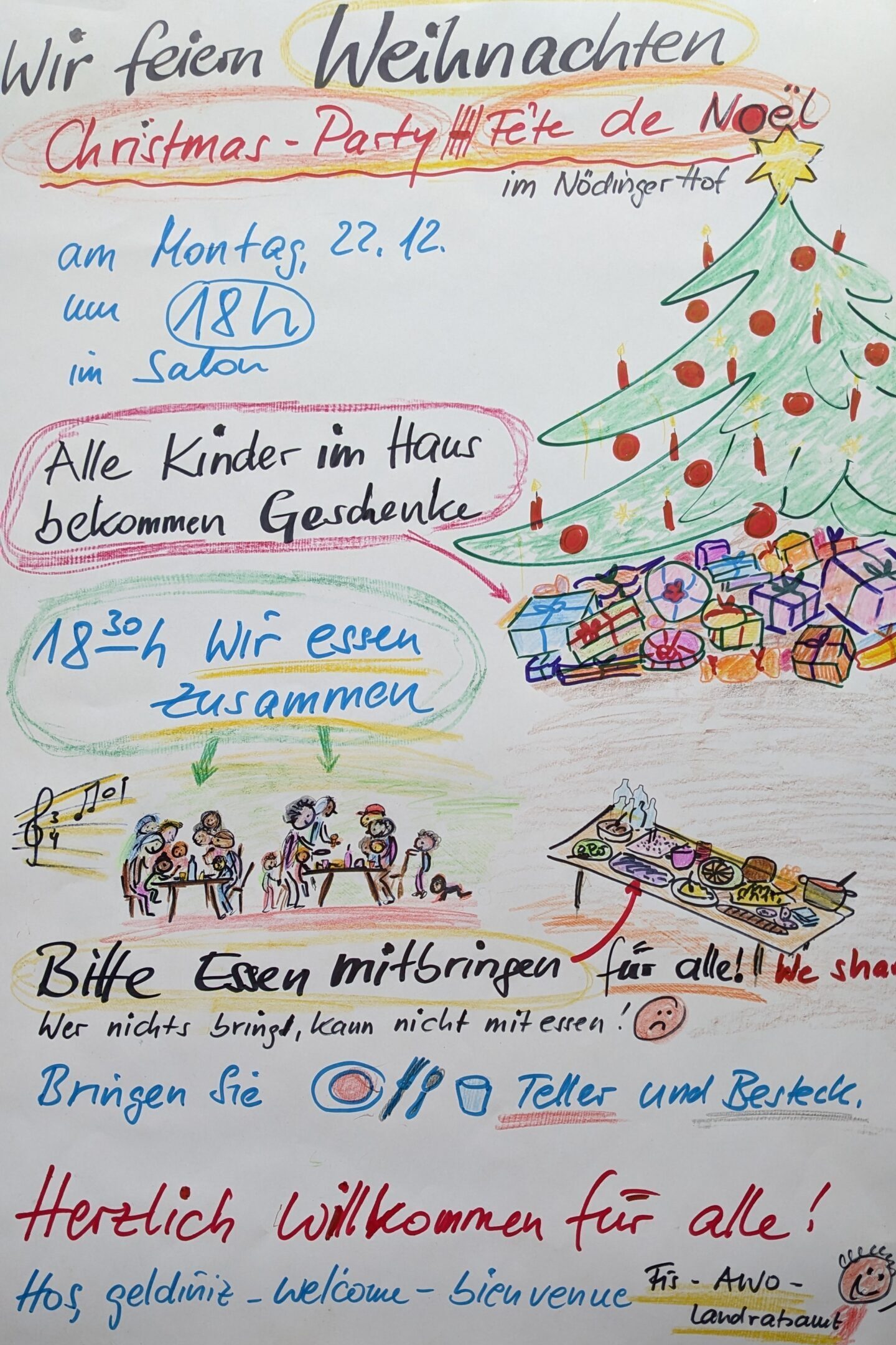 Plakat für die Weihnachtsfeier 2025 im Nödinger Hof